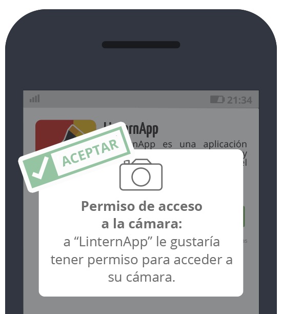 LinternApp: Aceptar acceso a la cámara