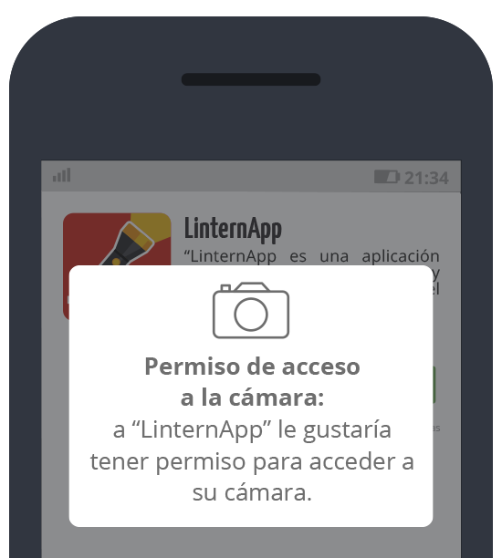 LinternApp: Petición confirmación de acceso a la cámara