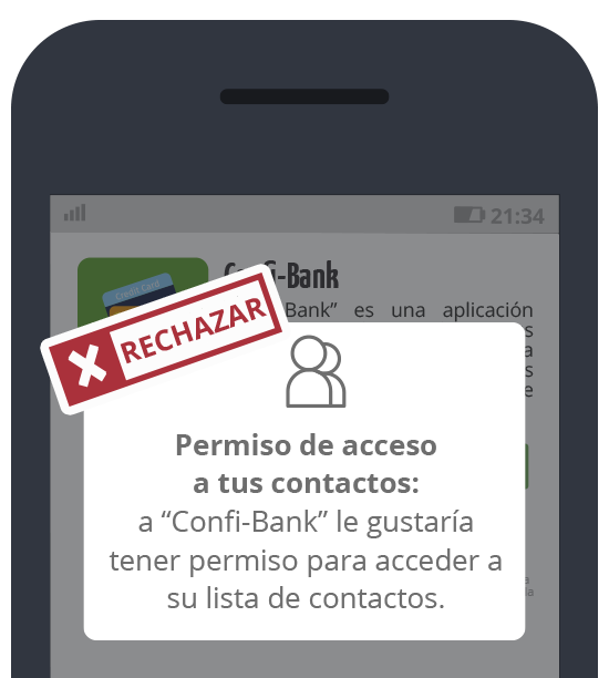 Confi-Bank: Rechazar acceso a los contactos
