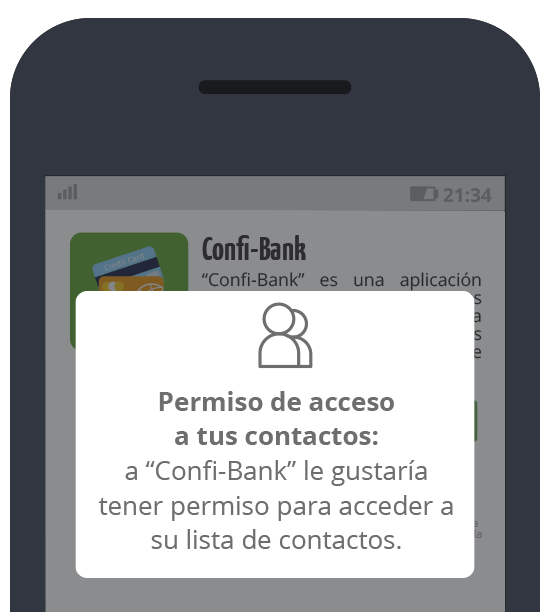 Confi-Bank: Petición confirmación de acceso a los contactos