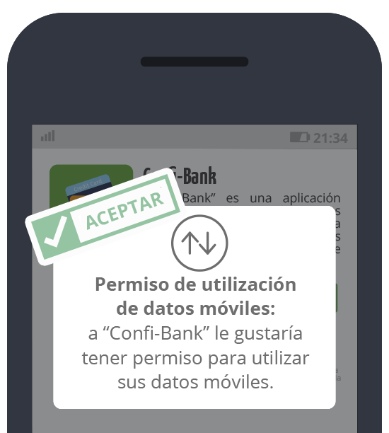 Confi-Bank: Aceptar uso de datos móviles