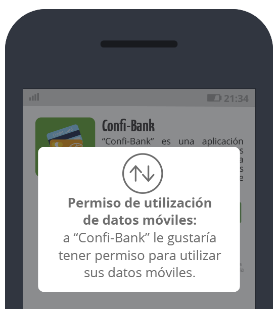 Confi-Bank: Petición confirmación de uso de datos móviles