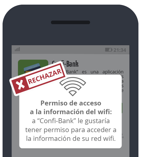 Confi-Bank: rechazar acceso a la información del wifi