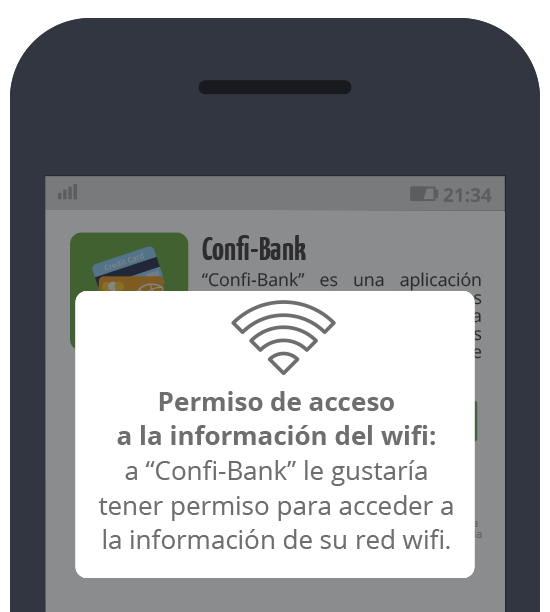 Confi-Bank: Petición confirmación de acceso a la información del wifi