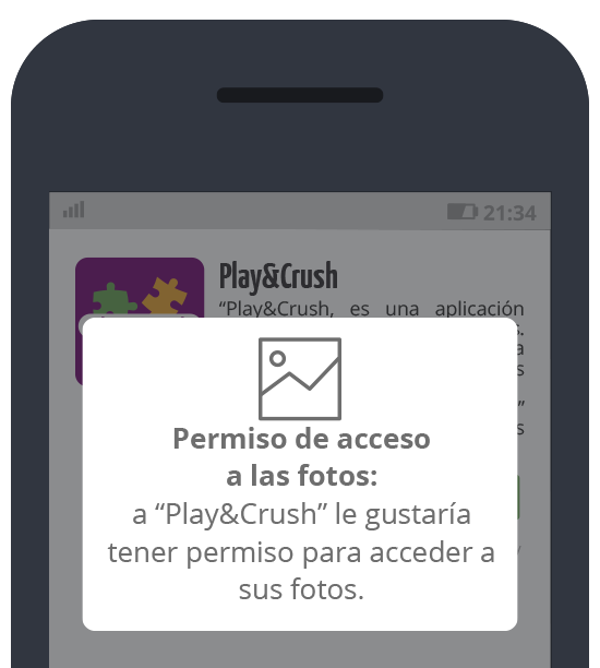 Play&Crush: Petición confirmación de acceso a las fotos