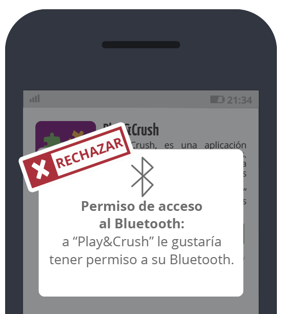 Play&Crush: rechazar acceso al Bluetooth