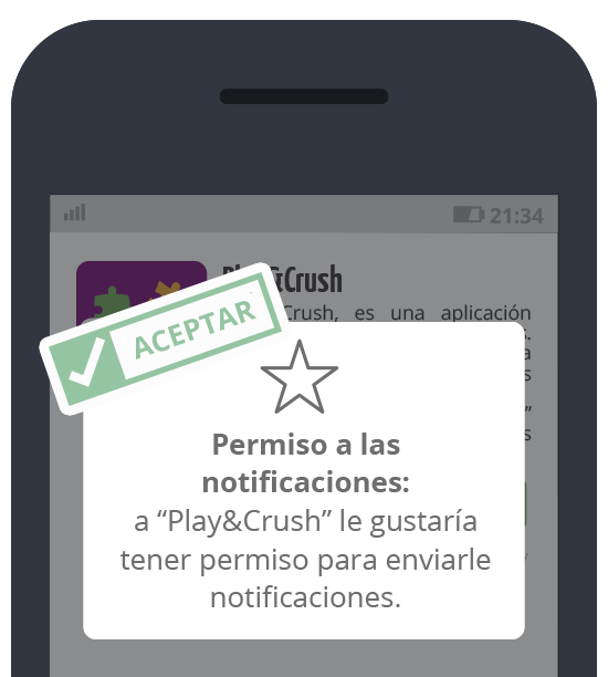 Play&Crush: aceptar envío de notificaciones