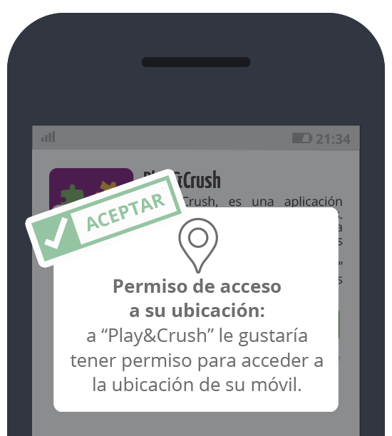 Play&Crush: aceptar acceso a la ubicación