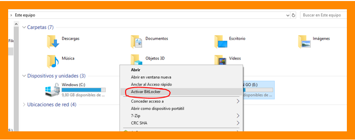 Cómo activar BitLocker en el menú contextual