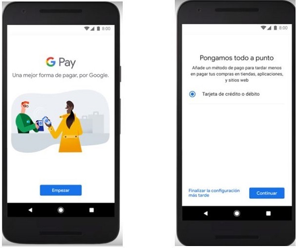 Inicio y añadir tarjeta - Google Pay