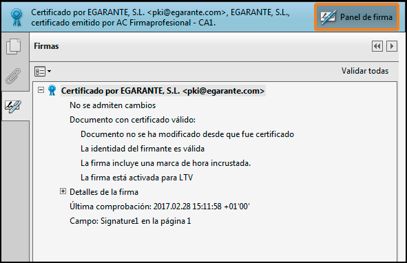 Ejemplo de correo con copia a eGarante