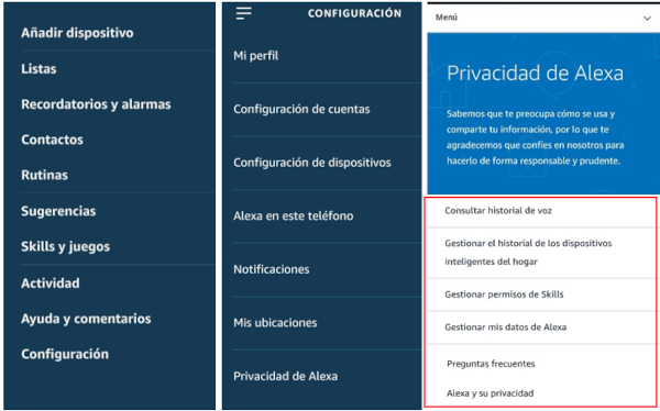 Imagen menú de configuración