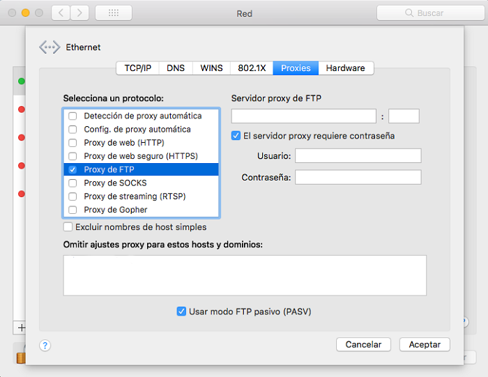 Configuración Proxy FTP