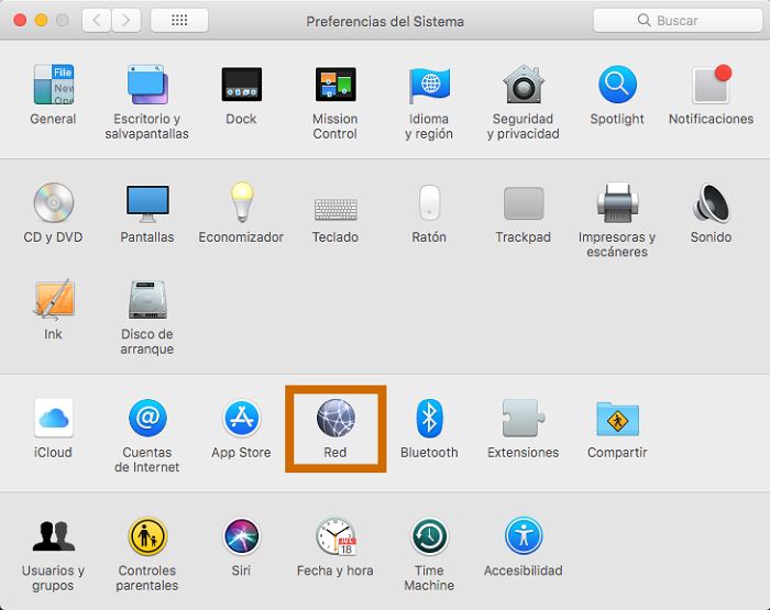 Configuración red Mac