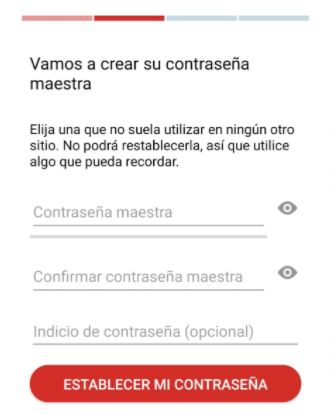 Crear contraseña maestra