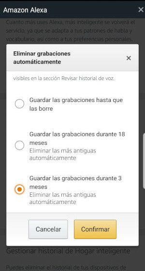 Imagen eliminar grabaciones automáticamente 