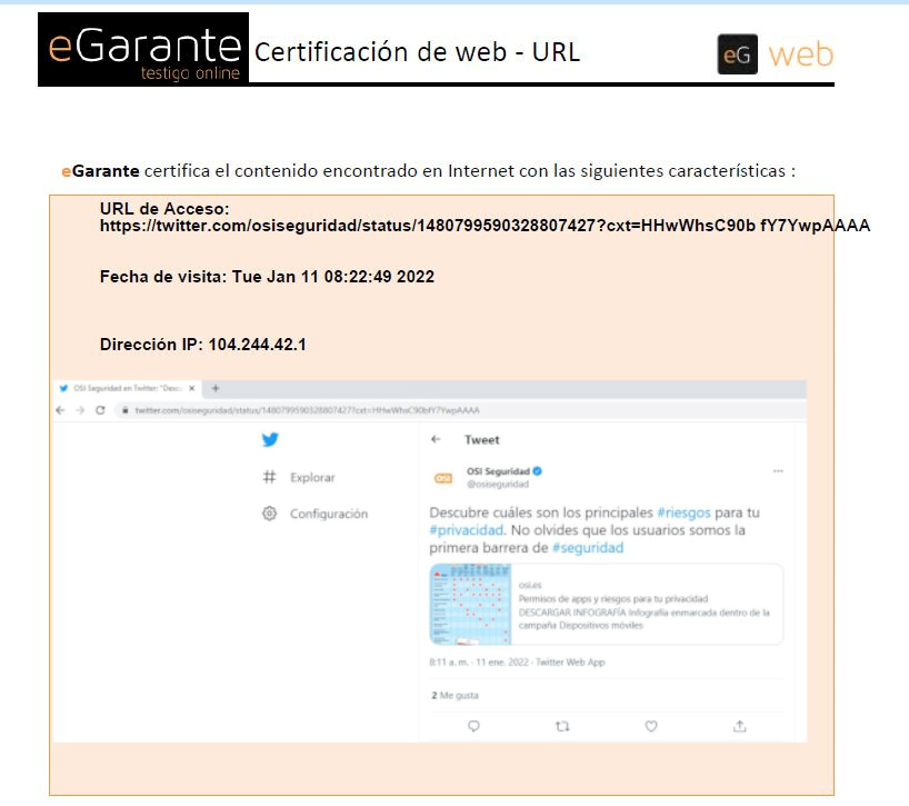 Evidencia Twitter de eGarante