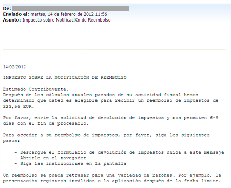 Imagen email notificación de impuesto