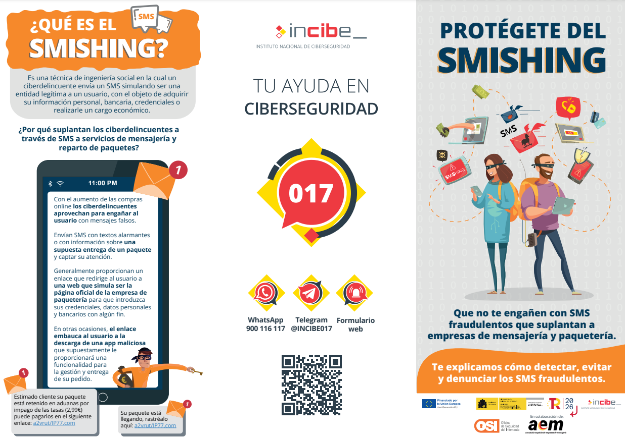 Tríptico | Protégete del smishing