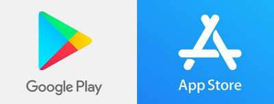 Logos Google Play y App Store