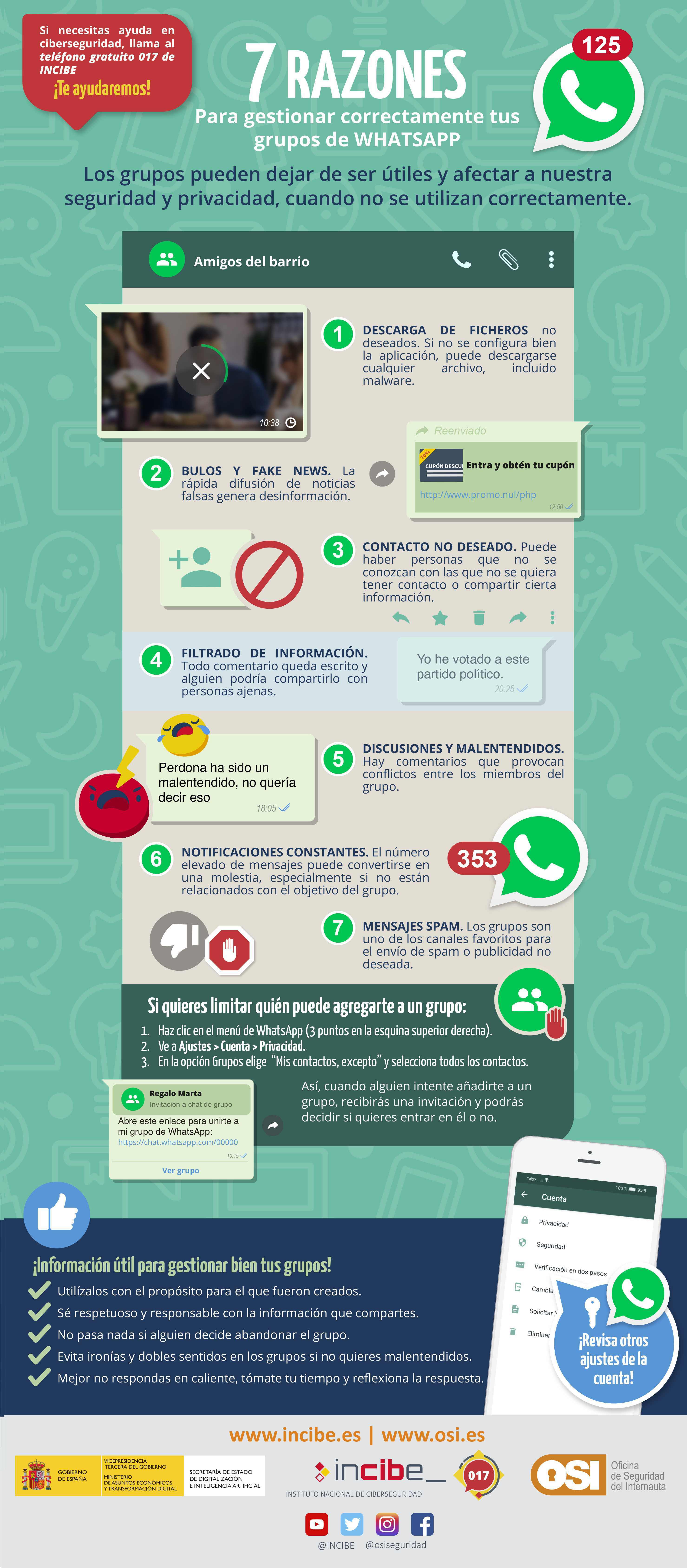 Infografía 7 razones para gestionar correctamente tus grupos de WhatsApp