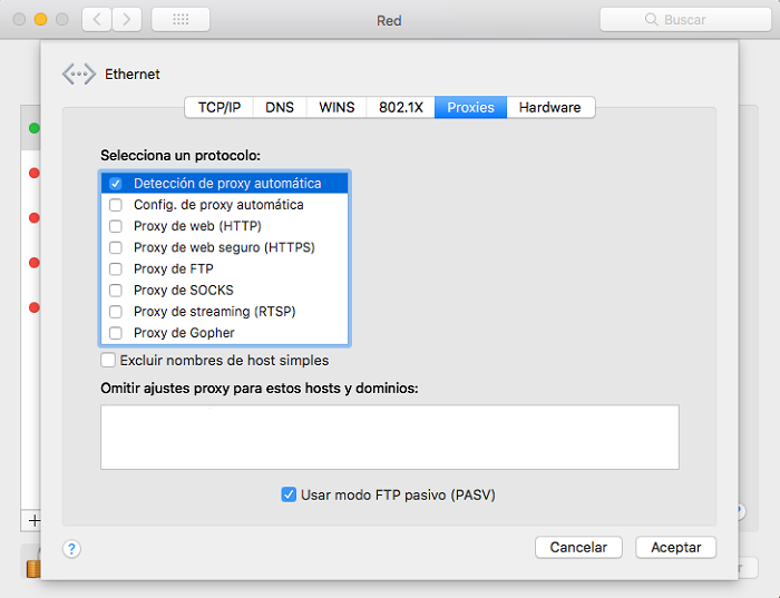 Configuración Proxy automática