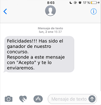SMS ganador del concurso