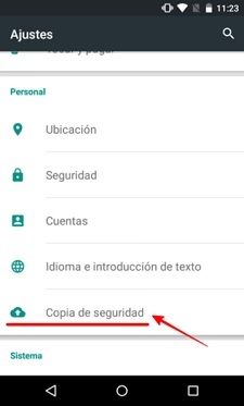 Acceder a copia de seguridad