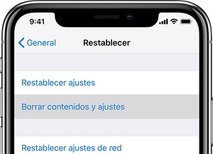 Restablecer iPhone a valores de fábrica