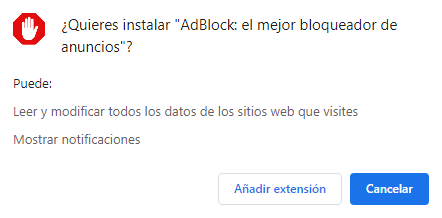 Añadir extensión Adblock