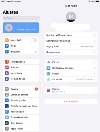 Ajustes Perfil iOS