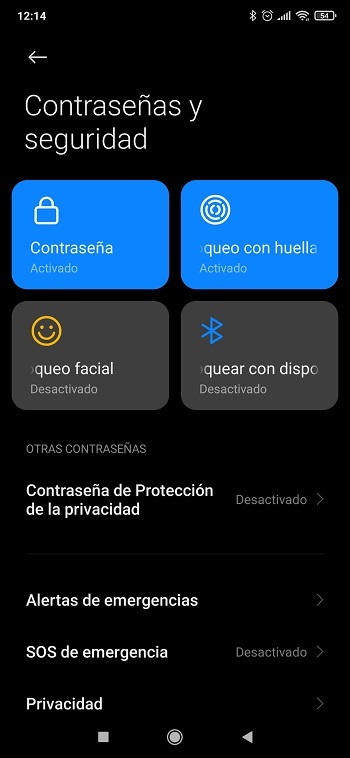 Contraseñas y seguridad en Android