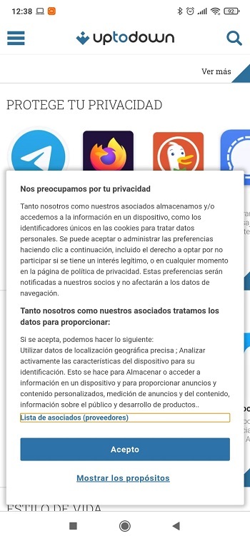 Anuncio Privacidad Movil