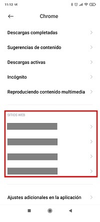 Configuración Chrome Android