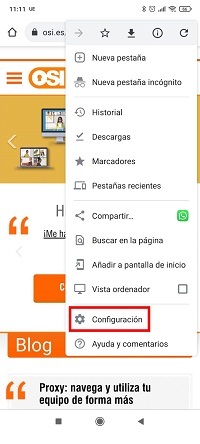 Configuración OSI Android