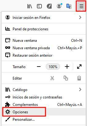 Opciones Mozilla