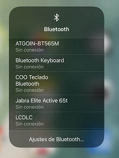 Lista dispositivos Bluetooth iOS