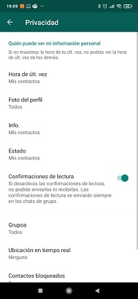 Privacidad WhatsApp