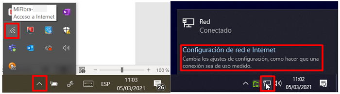 Imagen  Configuración red e internet Windows