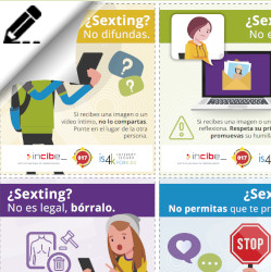 Imagen gráfico: ¿Sexting?, No difundas, no es ético, no es legal, bórralo. No permitas que te presionen.