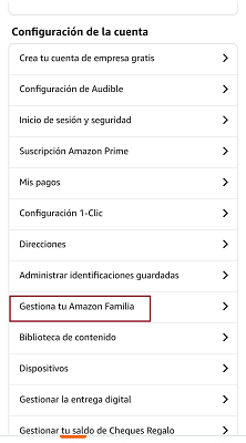 Gestionar Amazon Familia Amazon Prime