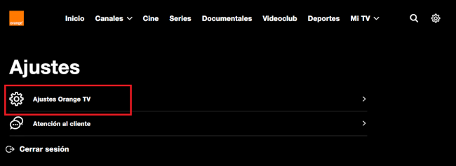 Ajustes Orange TV