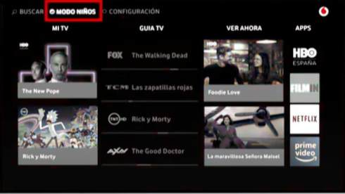 Modo niños Vodafone TV kids