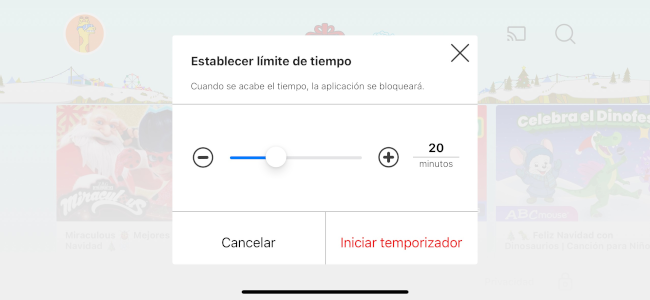 Establecer límite tiempo Youtube Kids
