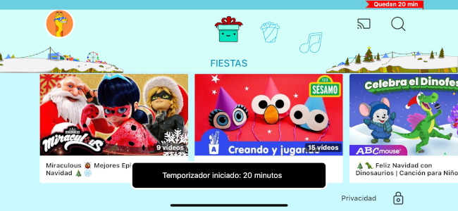 Iniciar temporizador Youtube Kids