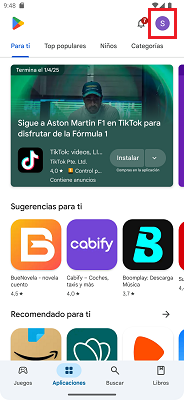 Inicio Play Store Android