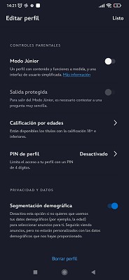 Editar perfil Disney+