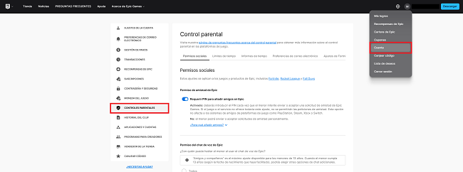 Configurar contraseña del control parental Epic Games