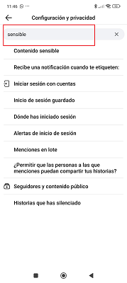 Buscador configuración y privacidad Facebook