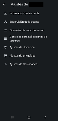 Ajustes de cuenta Google Family Link